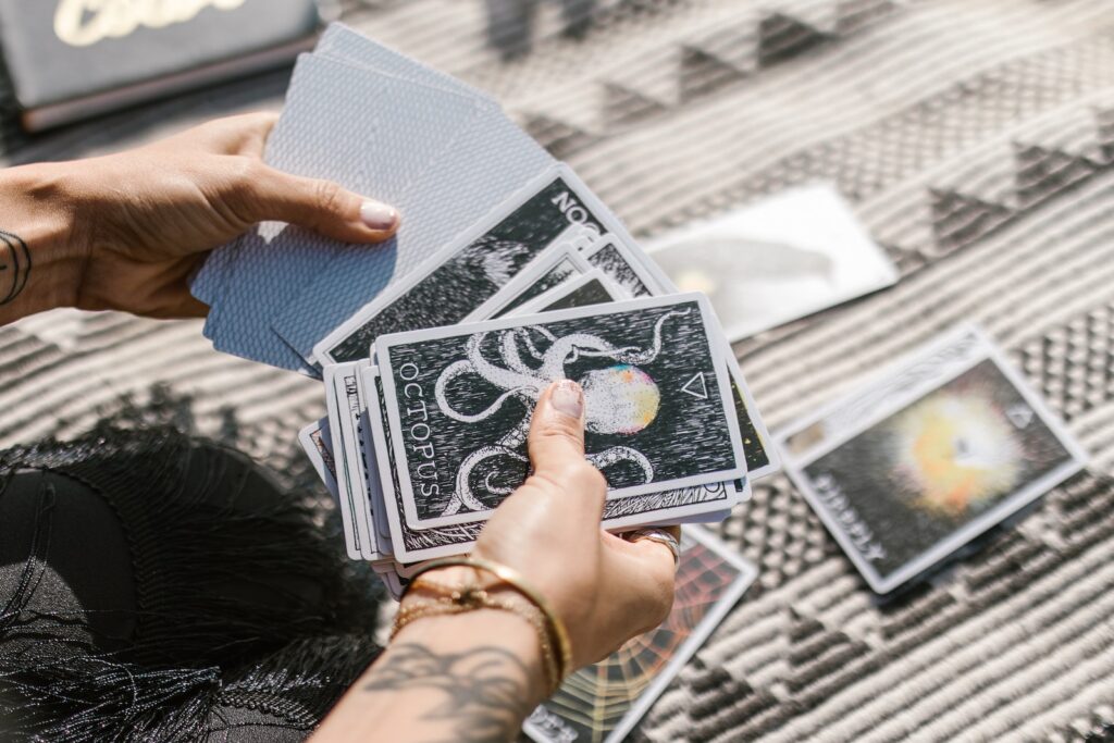 Psychic reading session with tarot cards