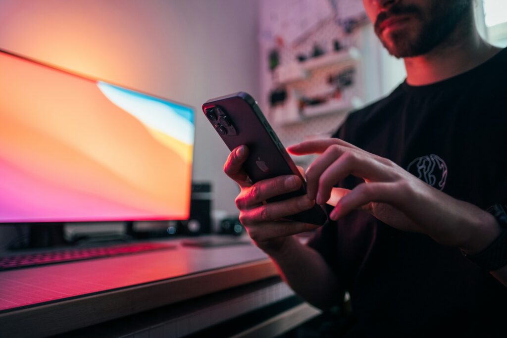 Husband checking texts from coworker