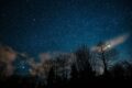 A breathtaking view of a star-filled night sky with silhouetted trees beneath.
